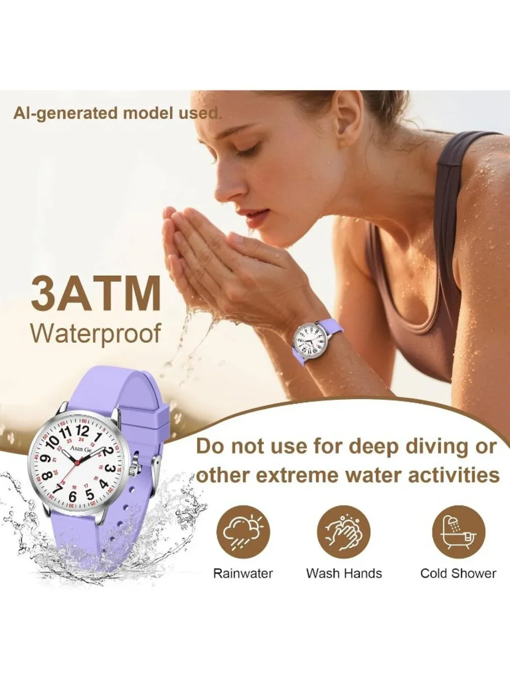 Women's Light Purple Silicone Strap Minimalist Waterproof Analog Fashion Watch